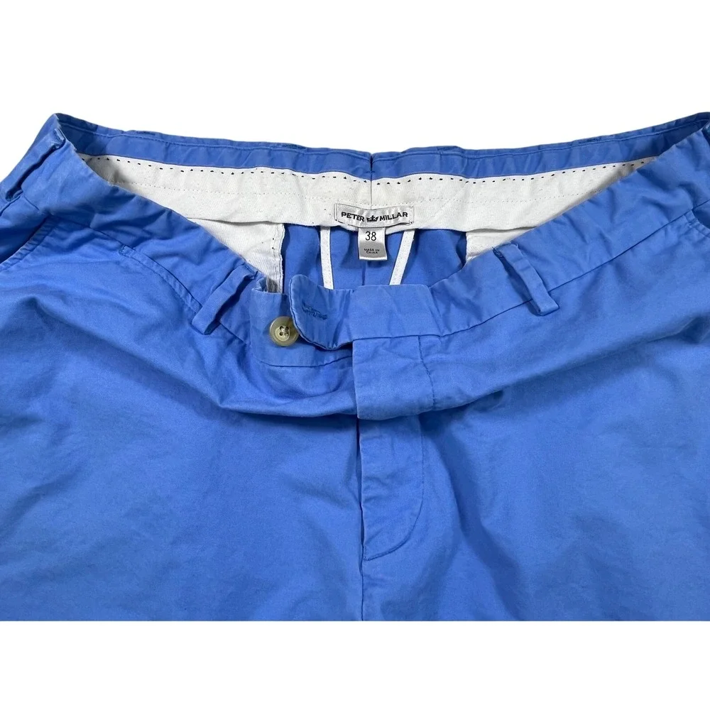 Peter Millar Mens 38 Blue Golf Shorts Flat Front‎ Casual Chino Shorts